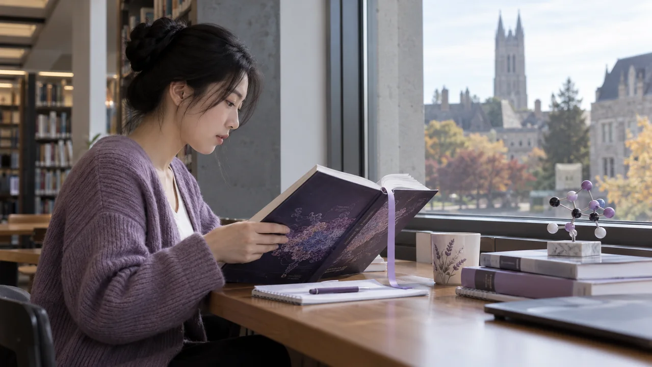 Scientist reading reference material on metabolic signaling.