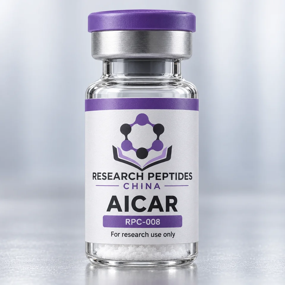 AICAR research vial with Research Peptides China logo and research-use label
