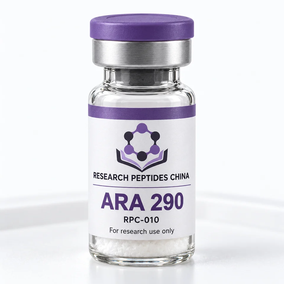 ARA 290 research vial with Research Peptides China logo and research-use label