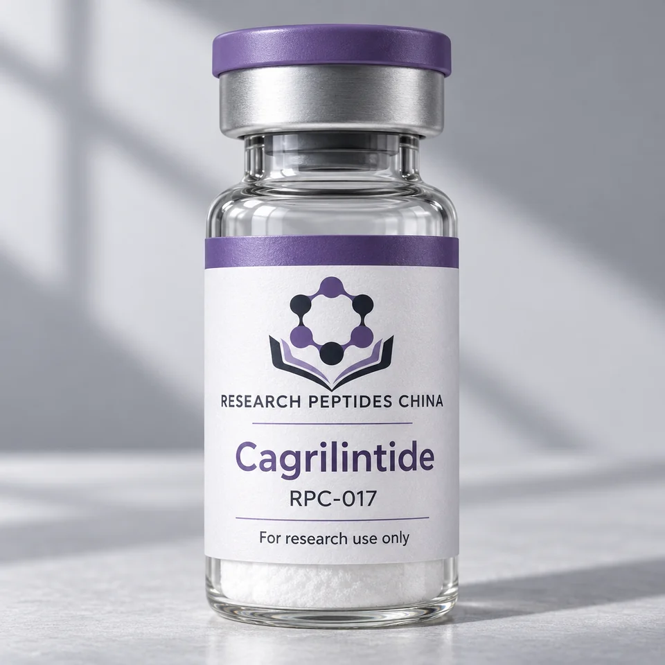 Cagrilintide research vial with Research Peptides China logo and research-use label
