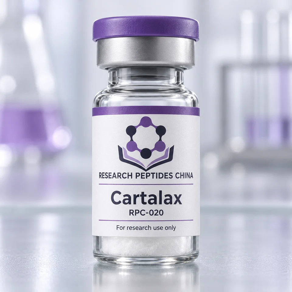 Cartalax research vial with Research Peptides China logo and research-use label