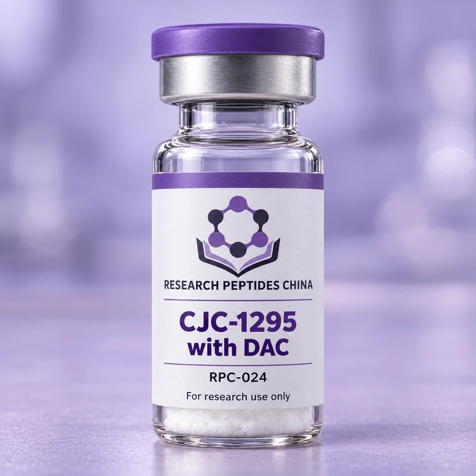 CJC-1295 with DAC research vial with Research Peptides China logo and research-use label