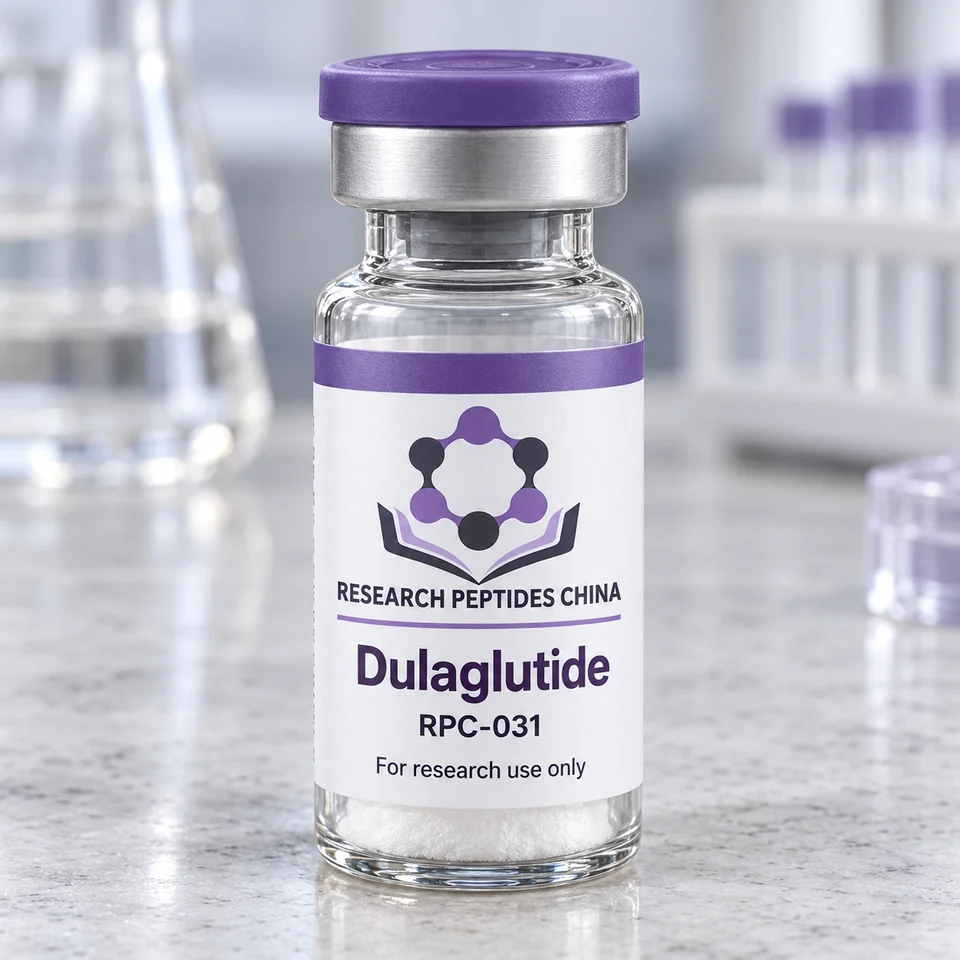 Dulaglutide research vial with Research Peptides China logo and research-use label