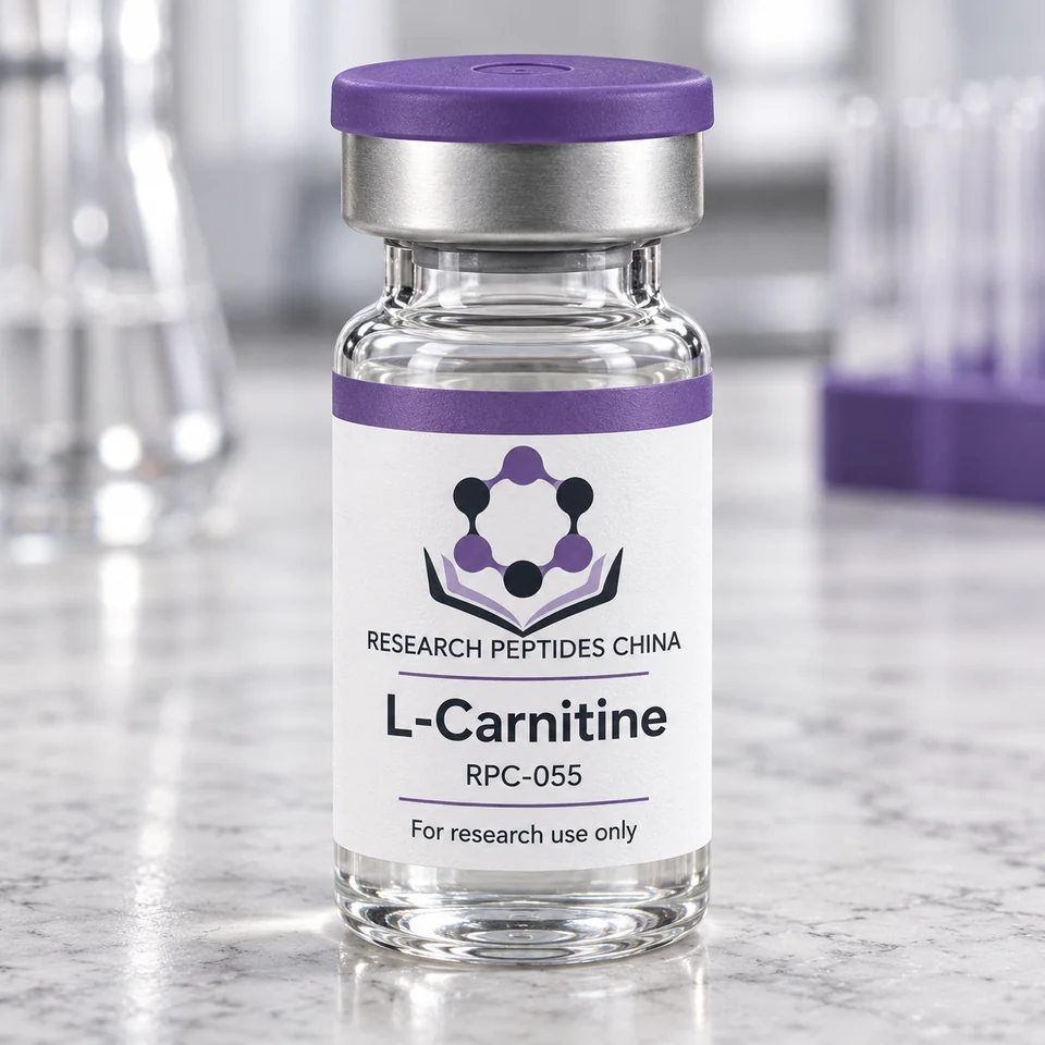 L-Carnitine research vial with Research Peptides China logo and research-use label
