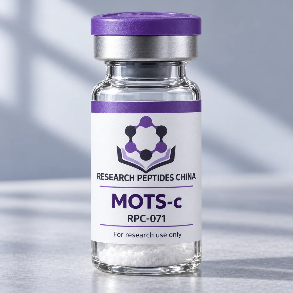 MOTS-c research vial with Research Peptides China logo and research-use label