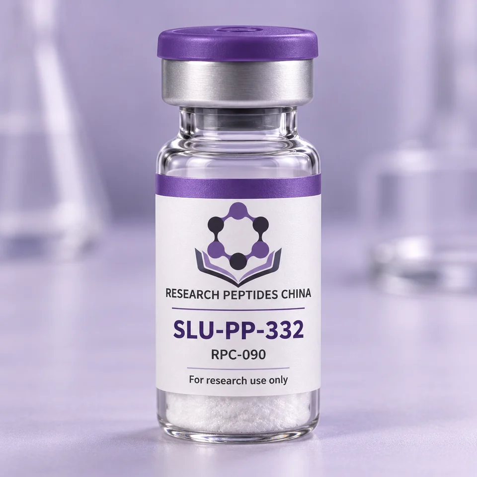 SLU-PP-332 research vial with Research Peptides China logo and research-use label